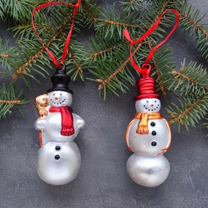 Snowman glass christmas tree ornament Christmas bauble ball Glass toy Winter holiday festive home decor xmas decoration