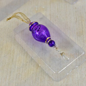 Vintage,Perfect Harmony Peace,and goodwill,etched glass,Christmas ornament,2002,Purple,Gold,Glass,Metal,Hallmark,collectible
