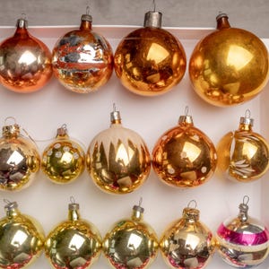 Vintage Mercury Glass Christmas Ornament: Hand-Blown Gold Ball, USSR 1960s