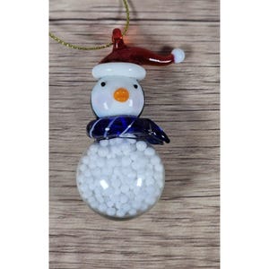 Blown Glass 3D Penguin Globe Snow Balls Ornament 2.5" Holiday Decor