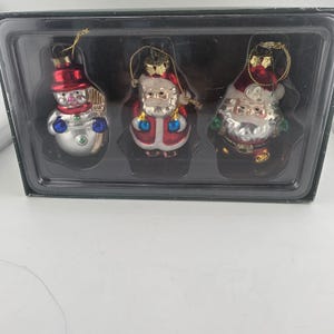 Vintage Christmas Ornaments Set Mercury Glass Santa Snowman Holiday Decor